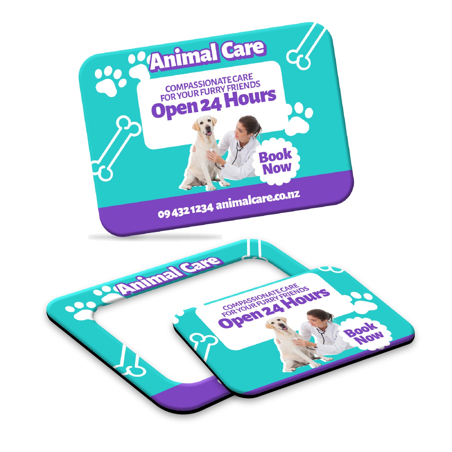Standard Magnetic Photo Frame featuring vibrant design for Animal Care services, available 24 hours, perfect for showcasing photos.